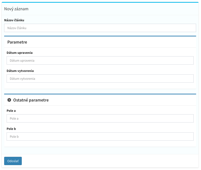 Two full width field groups