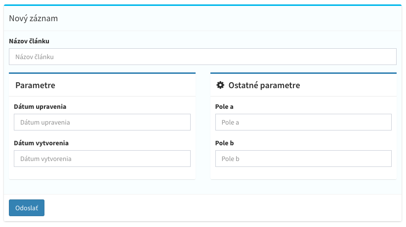 Two half width field groups side by side